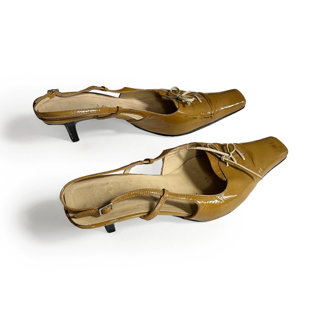 Divina Vintage Italian yellow patent leather Kitten Heels Size 9.5